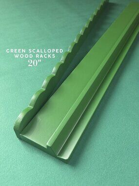 Scalloped Wood Mah Jongg Racks with Magnetic Pushers 20" - Green (Set of 4)